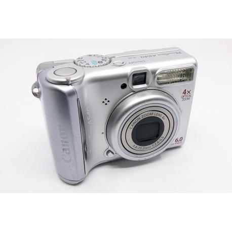 Aparat Canon Power Shot A540 - 6 Mpix - 4× Zoom - zasilanie AA - Srebrny - Sprawny