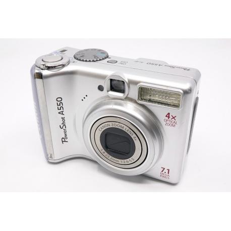 Aparat Canon Power Shot A550 - 7.1 Mpix - 4× Zoom - AA - Srebrny - Sprawny - Dobry stan